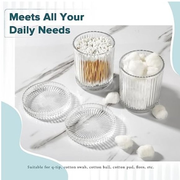 4 pc - Ribbed Glass Bathroom Accessory Set  (Clear) - Picture 3 of 10